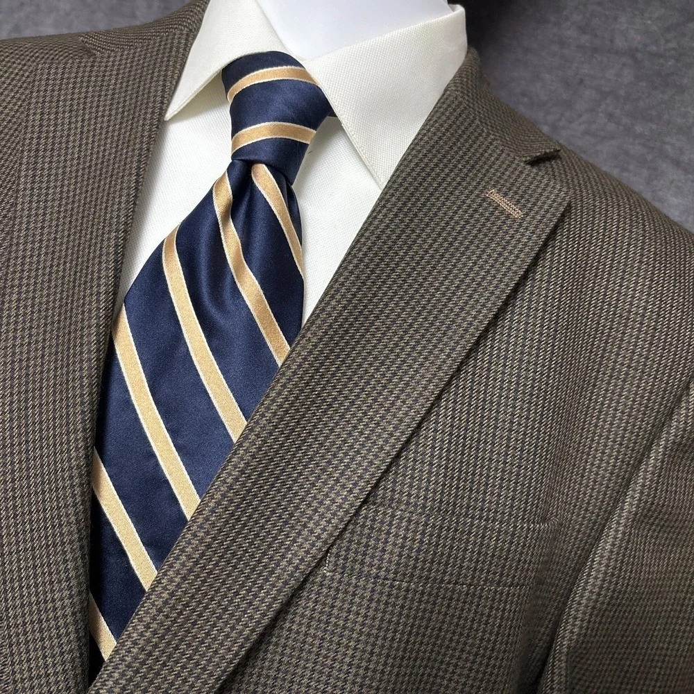 Chaps Sport Coat 46L Brown Check Blazer Jacket Classic Casual Big‎ Tall Business